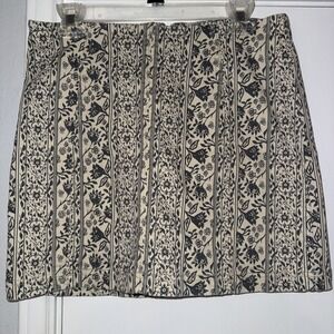 Free People Mini Skirt Women's Size 12 Modern Femme Floral Denim Blue Cream